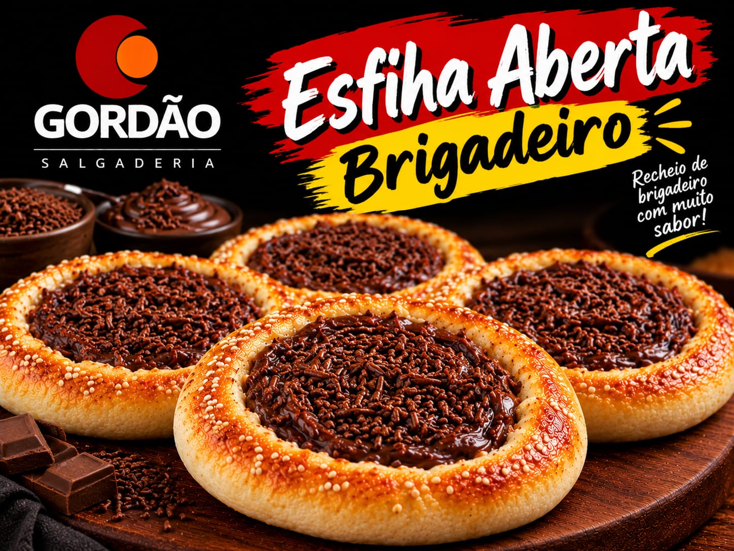 Esfiha aberta de brigadeiro