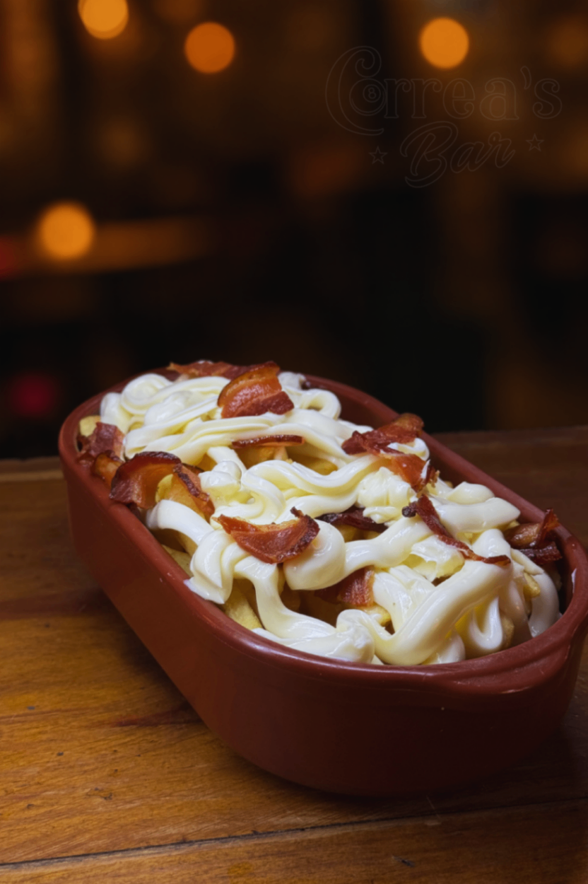 Fritas c/ bacon e requeijão