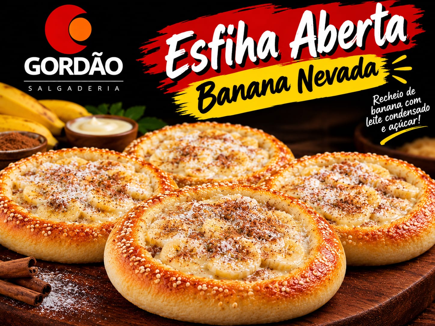 Esfiha abera banana nevada